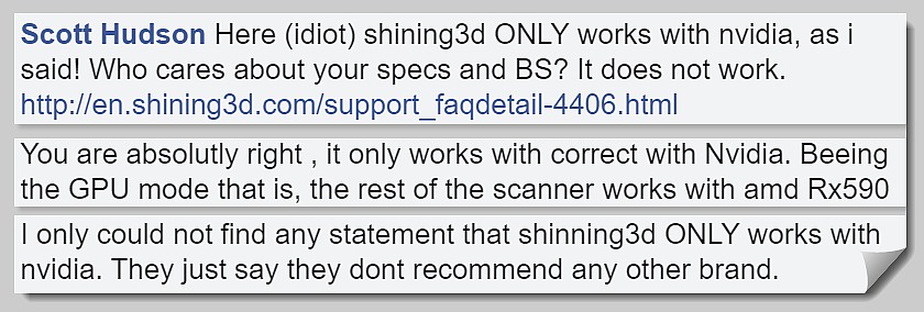 фейсбук Shining3d требует nVidia